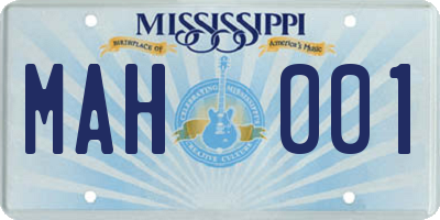 MS license plate MAH001