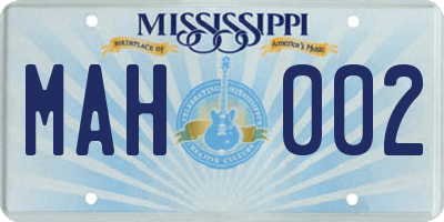 MS license plate MAH002