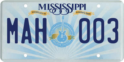 MS license plate MAH003