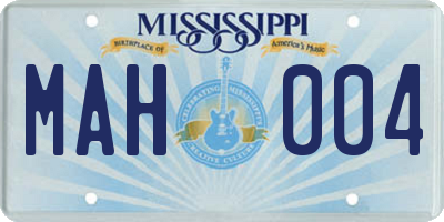 MS license plate MAH004