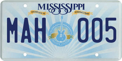 MS license plate MAH005