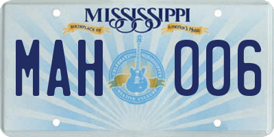 MS license plate MAH006