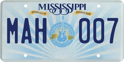 MS license plate MAH007