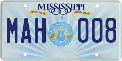 MS license plate MAH008
