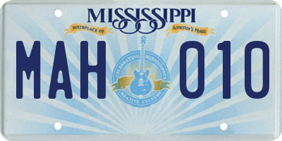 MS license plate MAH010