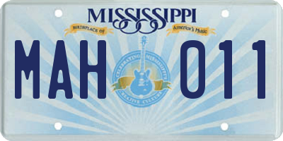 MS license plate MAH011