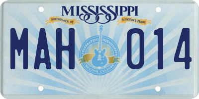 MS license plate MAH014