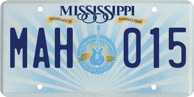 MS license plate MAH015