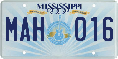 MS license plate MAH016