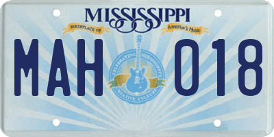 MS license plate MAH018