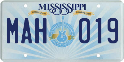MS license plate MAH019