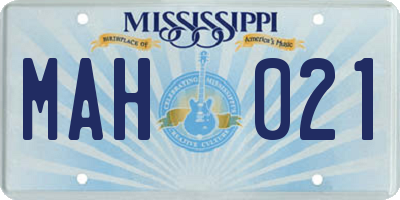 MS license plate MAH021