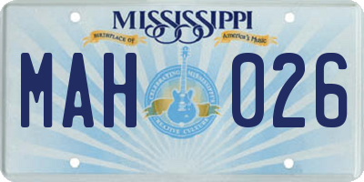 MS license plate MAH026