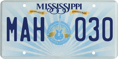 MS license plate MAH030