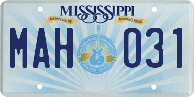 MS license plate MAH031