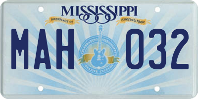 MS license plate MAH032
