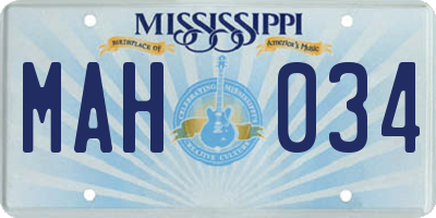 MS license plate MAH034
