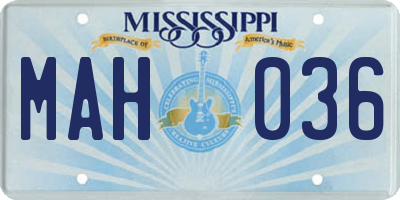 MS license plate MAH036