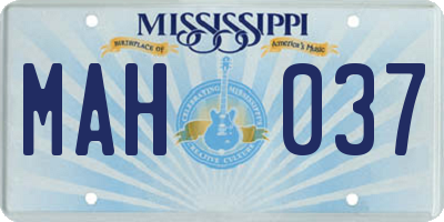 MS license plate MAH037
