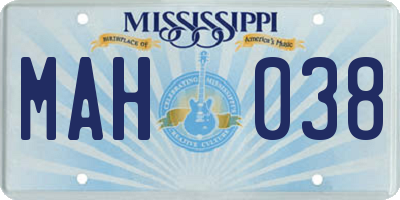 MS license plate MAH038