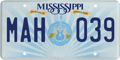 MS license plate MAH039