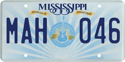 MS license plate MAH046