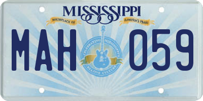 MS license plate MAH059