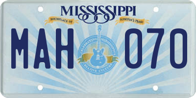 MS license plate MAH070