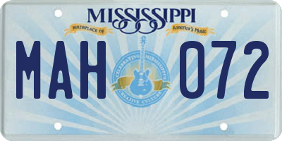 MS license plate MAH072