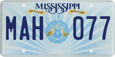 MS license plate MAH077