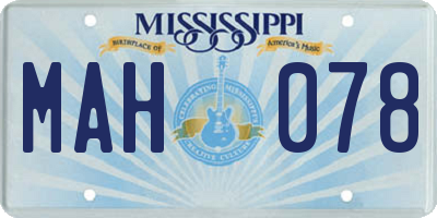 MS license plate MAH078