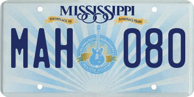 MS license plate MAH080