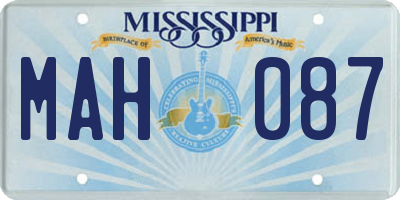 MS license plate MAH087