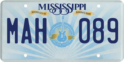 MS license plate MAH089