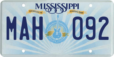 MS license plate MAH092