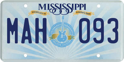 MS license plate MAH093