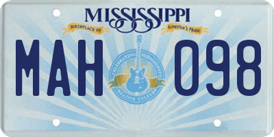 MS license plate MAH098