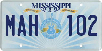MS license plate MAH102