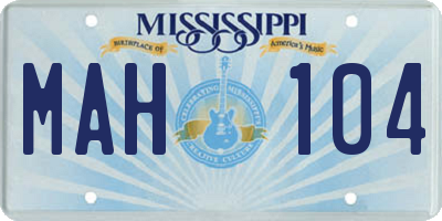 MS license plate MAH104