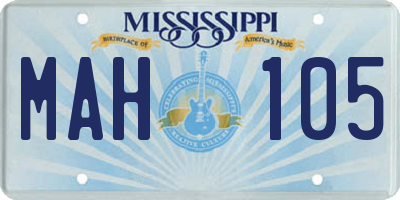 MS license plate MAH105