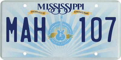 MS license plate MAH107