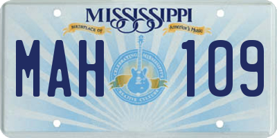 MS license plate MAH109