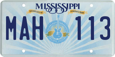 MS license plate MAH113