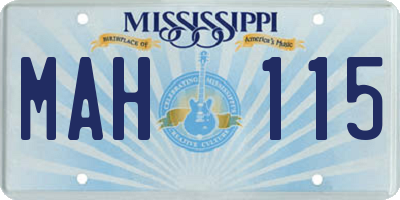 MS license plate MAH115