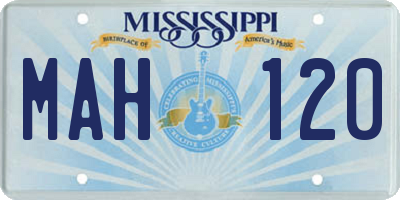MS license plate MAH120