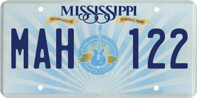 MS license plate MAH122