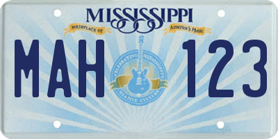 MS license plate MAH123
