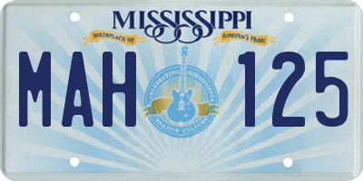 MS license plate MAH125