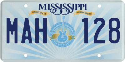 MS license plate MAH128