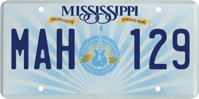 MS license plate MAH129